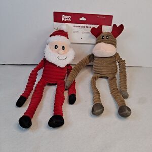 Dog Christmas Toys Zippy Paws Crinkle Stuffed Small Plush Santa Reindeer